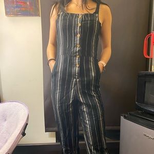 Hollister black striped jumpsuit, small